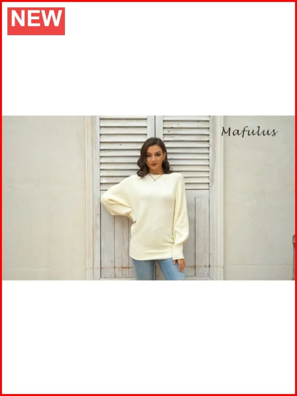 Oversized Slouchy Knit Pullover Sweater Crew Neck Long Sleeve